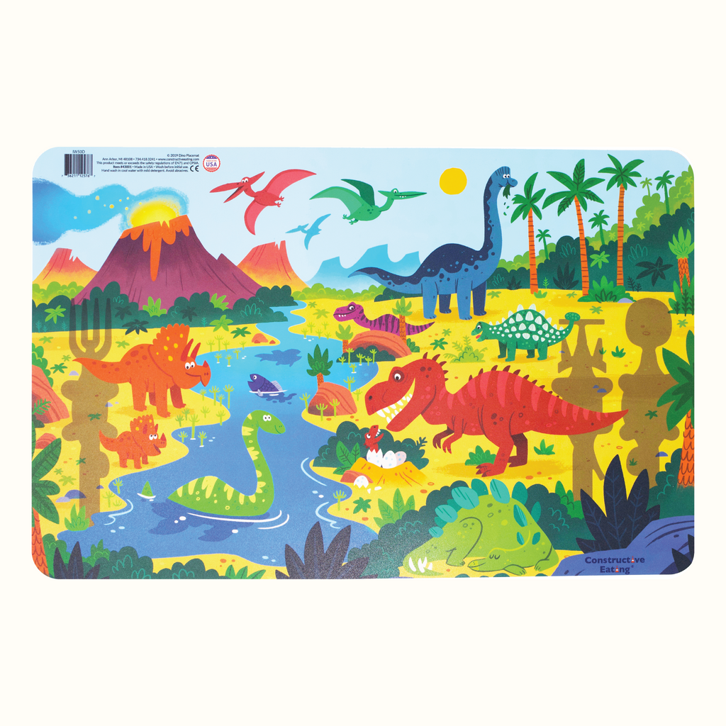 Image of the Dino Placemat. The placemat features a jurassic landscape with different dinosaurs.